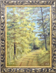 Картина «Дорога через лес». Автор: Галина Гусева. Масло. Размер 47×38 см. Холст на картоне грунтованный (Россия) #1
